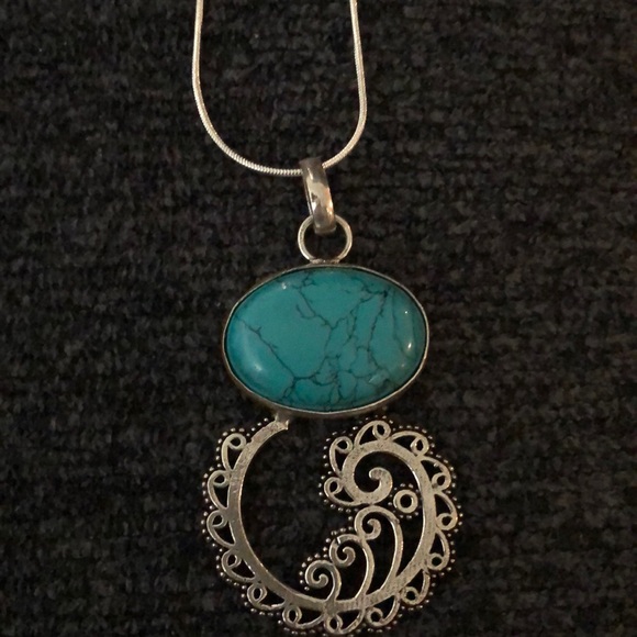 Jewelry - Sterling silver and genuine turquoise necklace